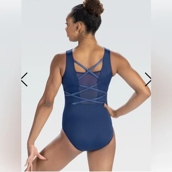 GK Elite Navy Leotard with Rhinestone Accents - Picture 6 of 6